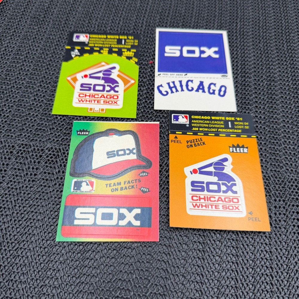 1982 Fleer Chicago White Sox Sticker Cards Lot of 4 Vintage MLB Baseball Cards